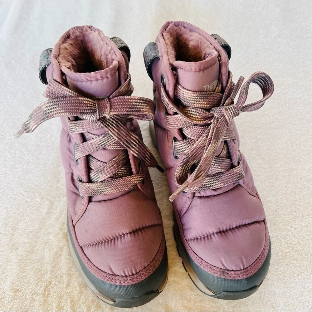 THE NORTH FACE THERMOBALL LACE UP SNOW WATERPROOF SNOW BOOTS SIZE 5 PURPLE